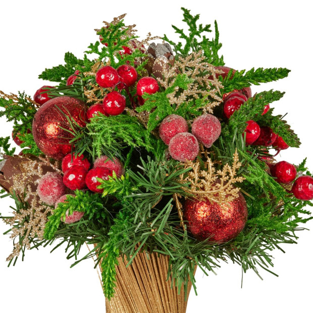 Christabelle 33cm Christmas Bouquet - Berries & Baubles Image 3