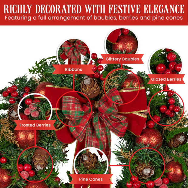 Christabelle 71cm Christmas Wreath - Berries & Baubles Image 7