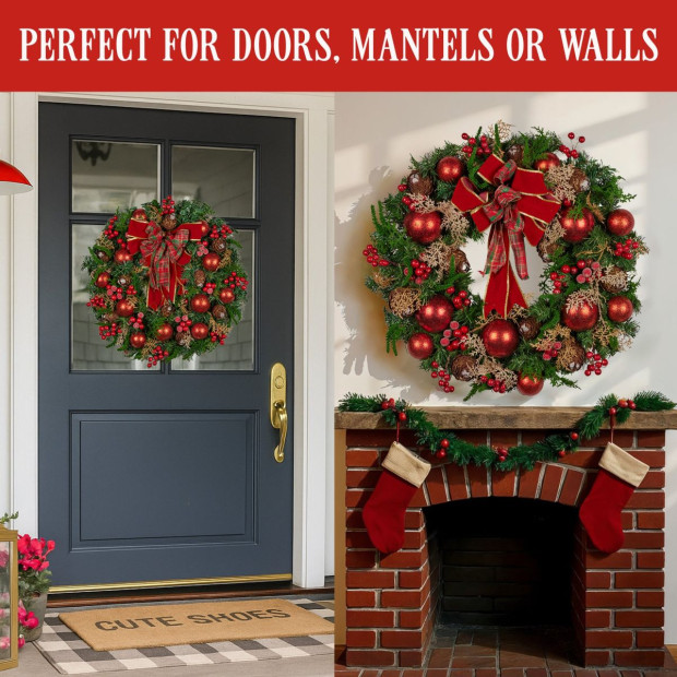 Christabelle 71cm Christmas Wreath - Berries & Baubles Image 8