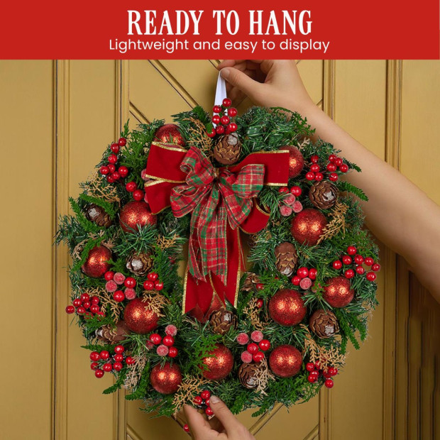 Christabelle 71cm Christmas Wreath - Berries & Baubles Image 9