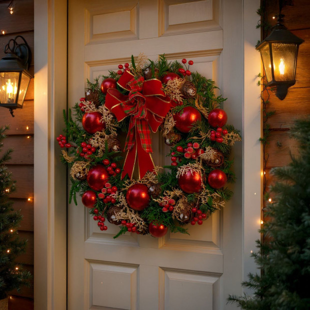 Christabelle 71cm Christmas Wreath - Berries & Baubles Image 10