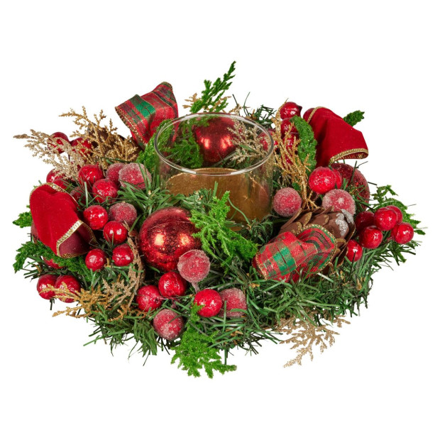 Christabelle 26cm Christmas Centrepiece - Berries & Baubles Image 2