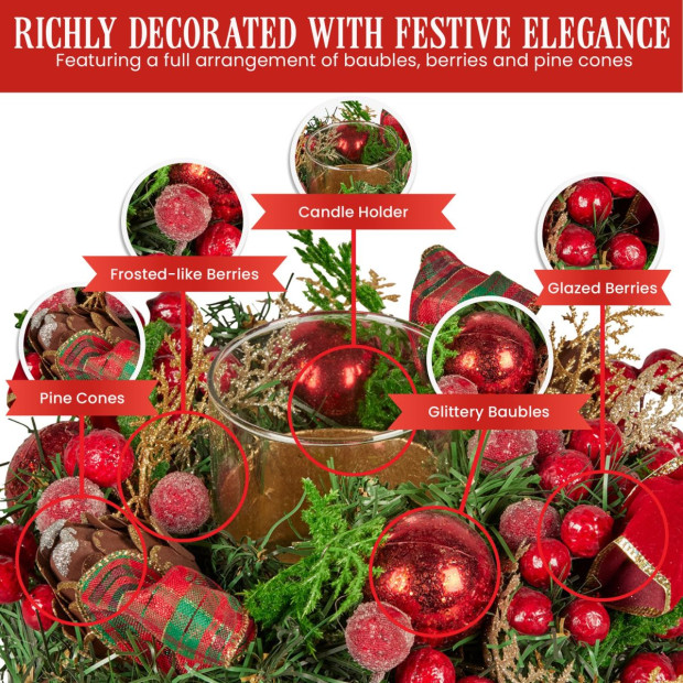 Christabelle 26cm Christmas Centrepiece - Berries & Baubles Image 6