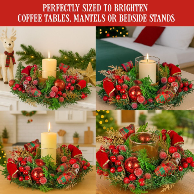 Christabelle 26cm Christmas Centrepiece - Berries & Baubles Image 7