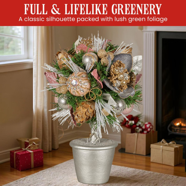 Christabelle 36cm Christmas Tabletop Topiary - Christmas Blush Image 6