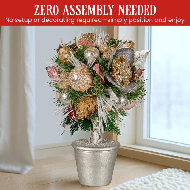 Christabelle 36cm Christmas Tabletop Topiary - Christmas Blush Image 9