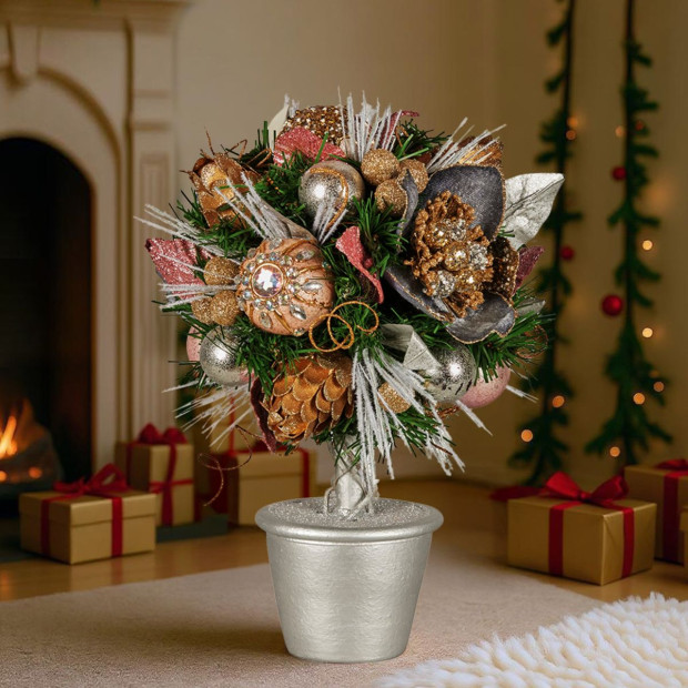 Christabelle 36cm Christmas Tabletop Topiary - Christmas Blush Image 10