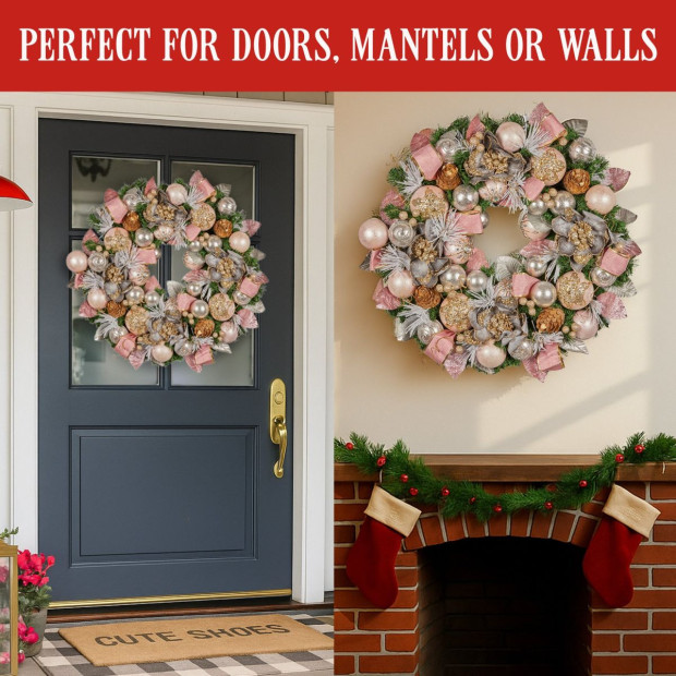 Christabelle 71cm Christmas Wreath - Christmas Blush Image 7