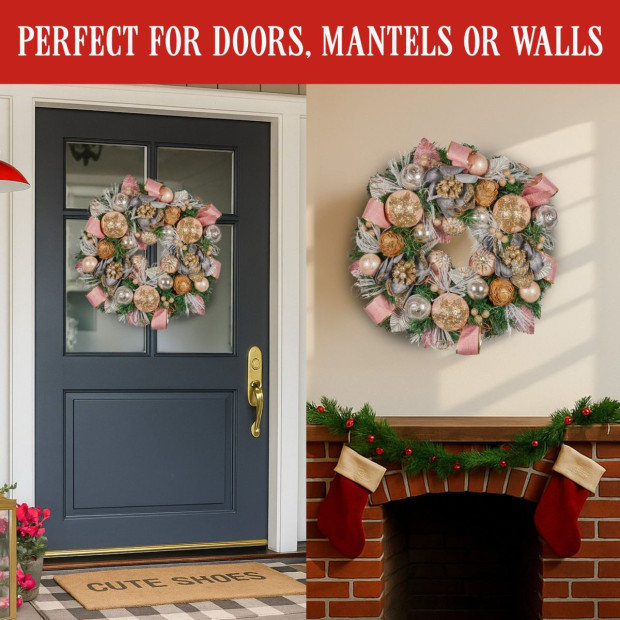 Christabelle 56cm Christmas Wreath - Christmas Blush Image 7