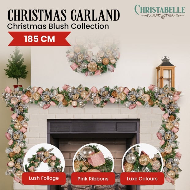 Christabelle 185cm Christmas Garland - Christmas Blush