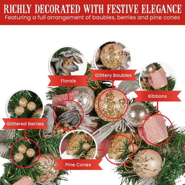 Christabelle 185cm Christmas Garland - Christmas Blush Image 6
