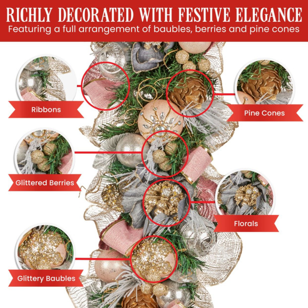 Christabelle 100cm Christmas Garland - Christmas Blush Image 6