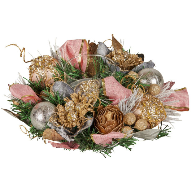 Christabelle 26cm Christmas Centrepiece - Christmas Blush Image 2