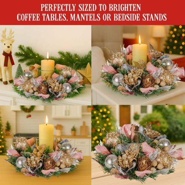Christabelle 26cm Christmas Centrepiece - Christmas Blush Image 7