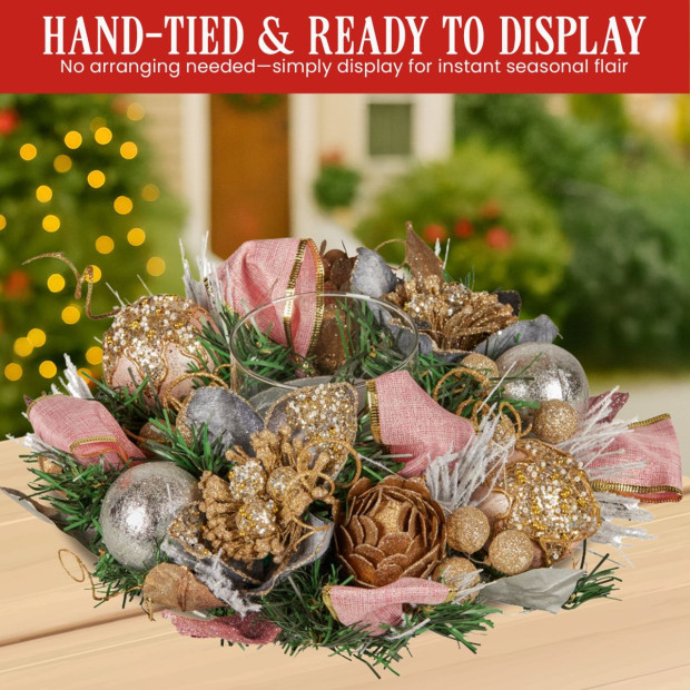 Christabelle 26cm Christmas Centrepiece - Christmas Blush Image 8