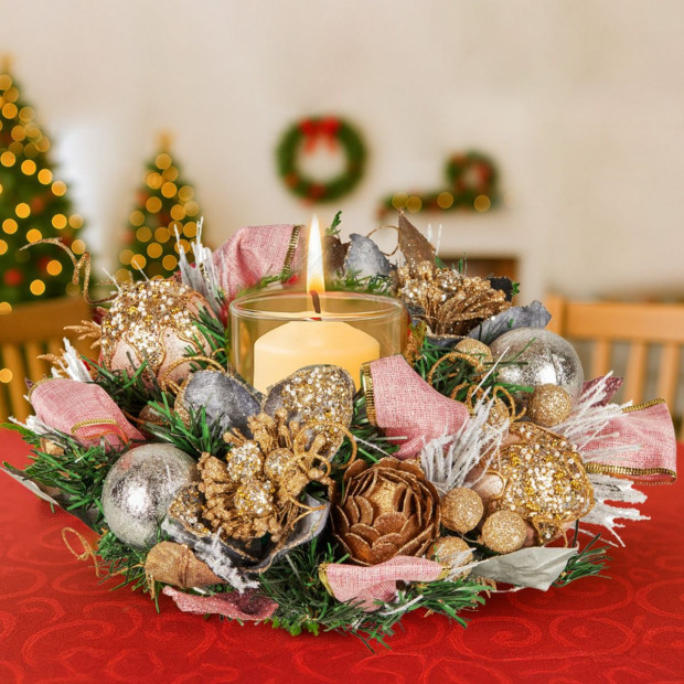 Christabelle 26cm Christmas Centrepiece - Christmas Blush Image 9