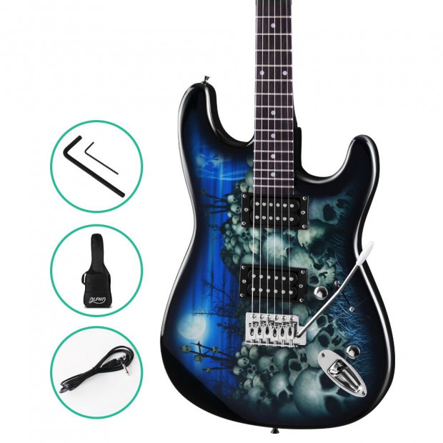 Electric Guitar Music Instrument Blue Carry Bag Steel String