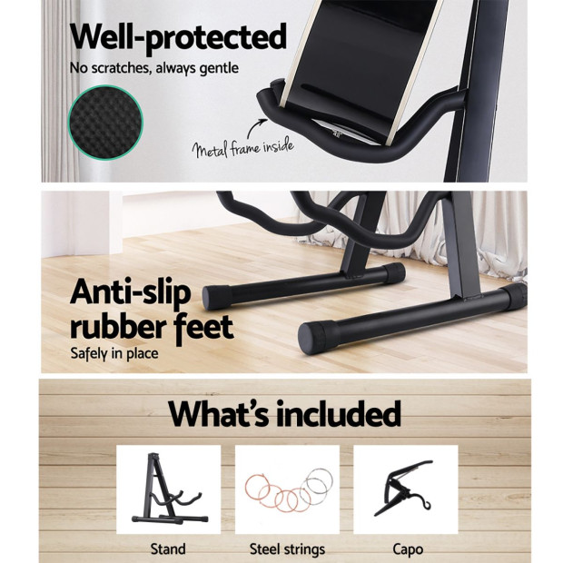 Folding Acoustic Guitar Stand Bass Floor Rack Holder Pack Image 6