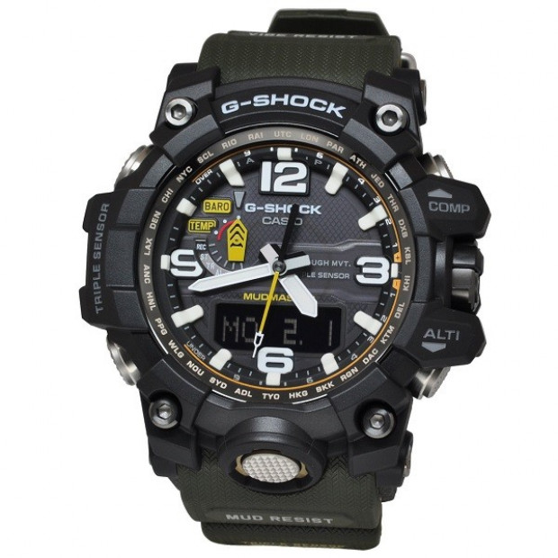 CASIO G-Shock Black/Green Solar Mudmaster Mens Watch GWG-1000-1A3DR Image 1