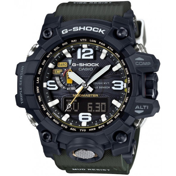CASIO G-Shock Black/Green Solar Mudmaster Mens Watch GWG-1000-1A3DR Image 1