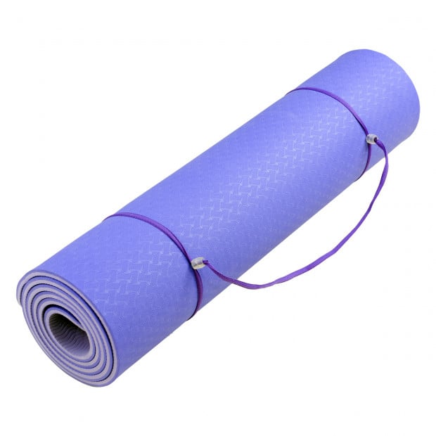 Powertrain Eco-Friendly TPE Pilates Exercise Yoga Mat 8mm - Light Purple Image 4
