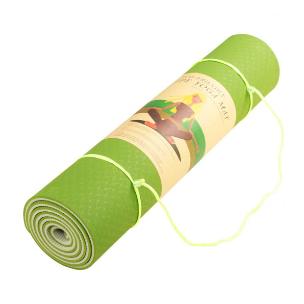Powertrain Eco-Friendly TPE Pilates Exercise Yoga Mat 8mm - Green Image 4