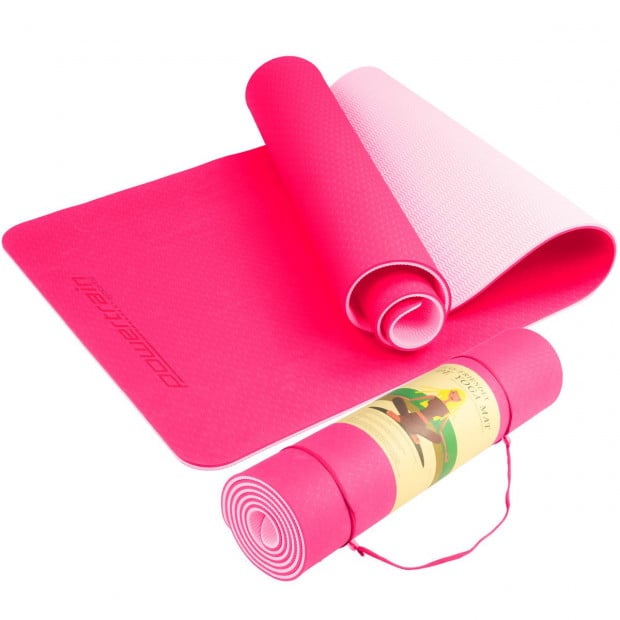 Powertrain Eco Friendly TPE Yoga Exercise Mat - Pink