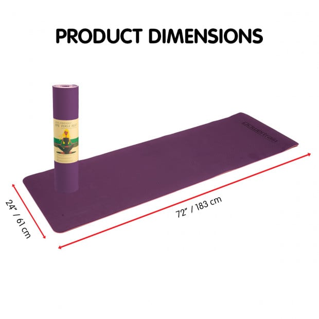 Powertrain TPE Pilates Exercise Yoga Mat 8mm - Dark Purple Image 2