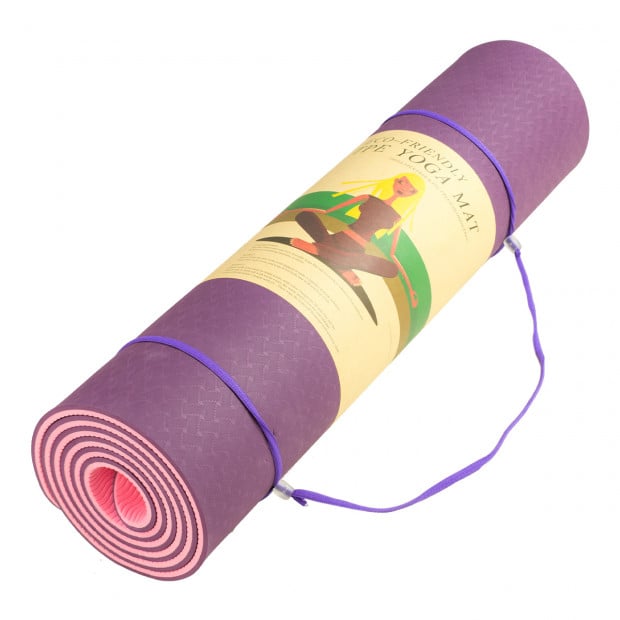 Powertrain TPE Pilates Exercise Yoga Mat 8mm - Dark Purple Image 4