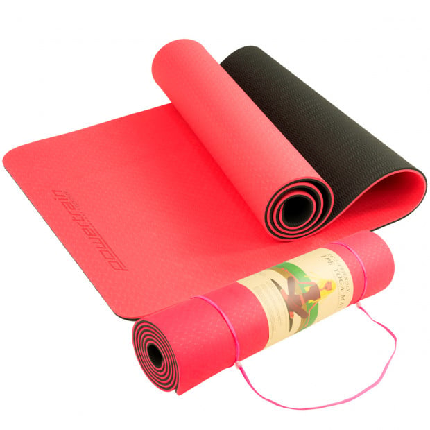 Powertrain Eco-Friendly TPE Pilates Exercise Yoga Mat 8mm - Red