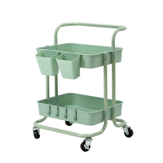 Kitchen Trolley Cart Storage 2 Tier - Green