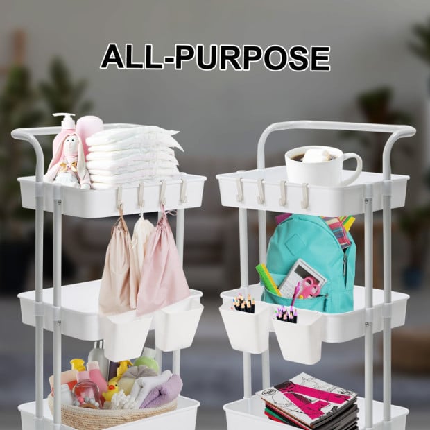 Kitchcen Trolley Cart Storage 3 Tier - White Image 4