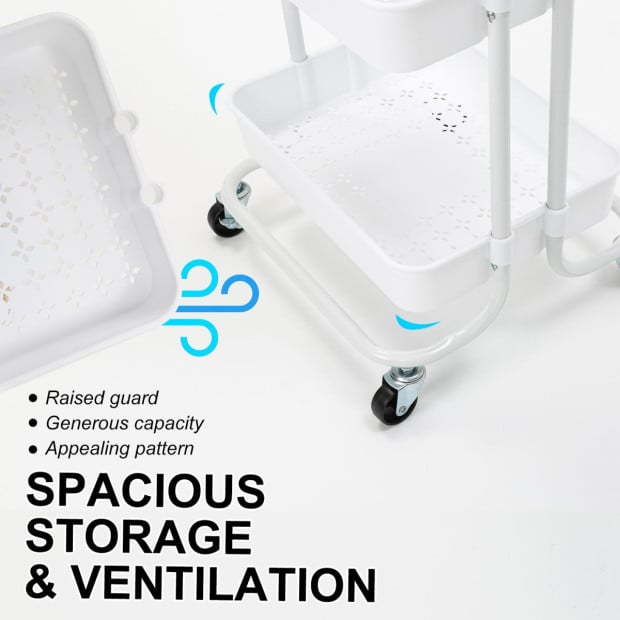 Kitchcen Trolley Cart Storage 3 Tier - White Image 6