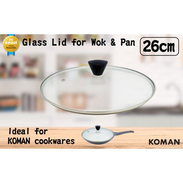 Koman Glass Lid With Bakelite Handle - 26cm Image 2