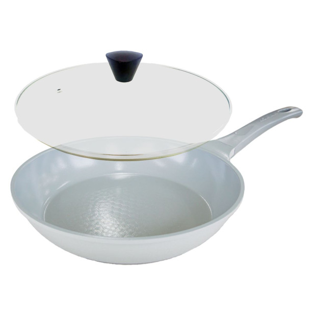 Koman 28cm Ih Frying Pan + Glass Lid - Grey