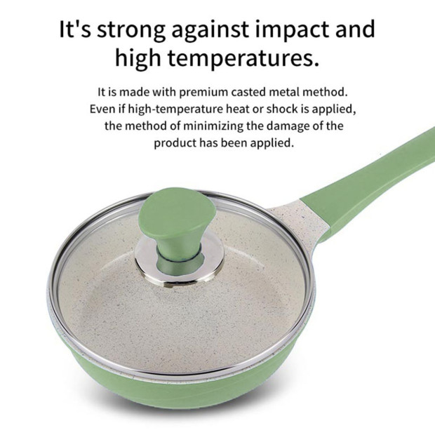16cm Sauce Pot And Stone Frypan With A Lid - Olive Image 7