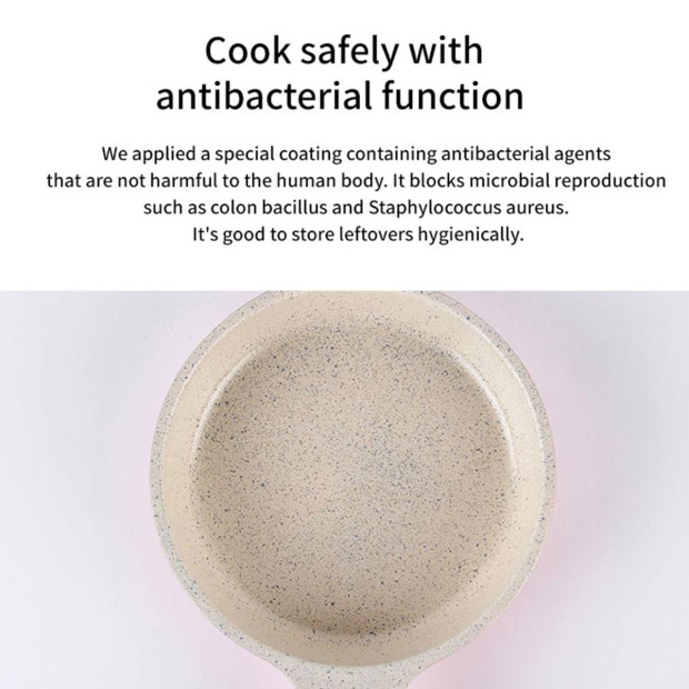 16cm Sauce Pot And Stone Frypan With A Lid - Pink Image 6