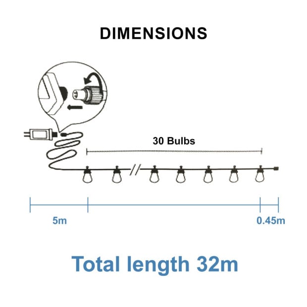 30 Bulbs 32m Festoon String Lights Image 10