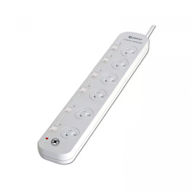 Sansai Surge Protected Powerboard - 6 Ways with Individual Switch