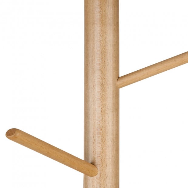 Wooden Clothes Stand with 6 Hooks - Beige Image 3