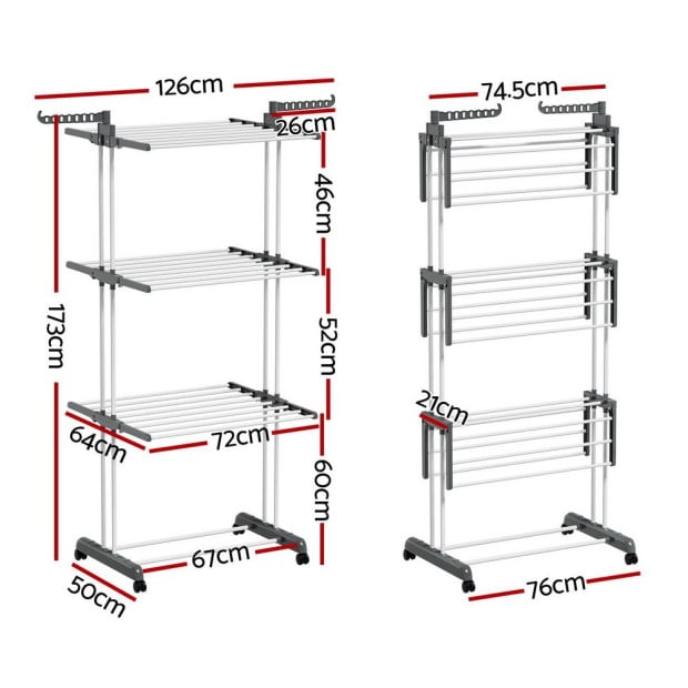 Clothes Drying Rack 173cm Coat Aier Hanger Foldable Image 2