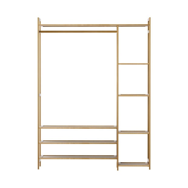 Clothes Rack Coat Stand 8 Shelves Bamboo Image 3