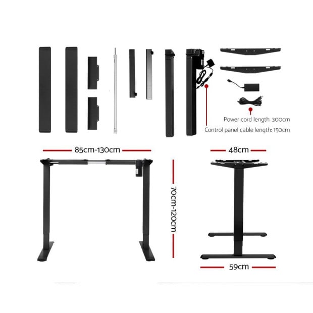 Motorised Standing Desk Sit Stand Height Adjustable Frame Only Black Image 2