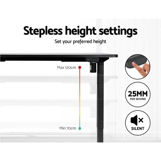 Motorised Standing Desk Sit Stand Height Adjustable Frame Only Black Image 6