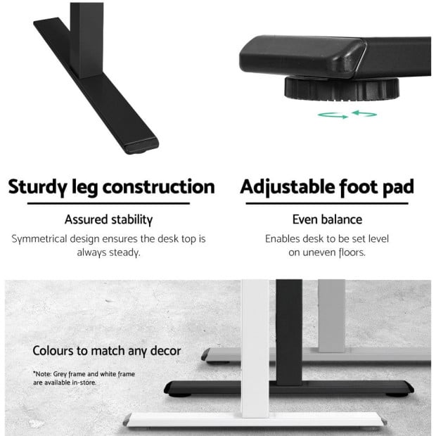 Motorised Standing Desk Sit Stand Height Adjustable Frame Only Black Image 7