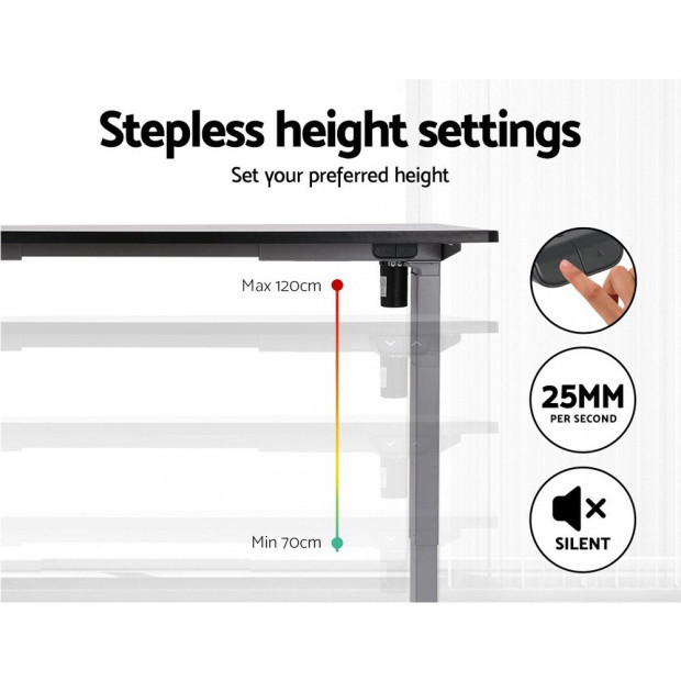 Motorised Height Adjustable Standing Desk Sit Stand Frame Only Grey Image 5