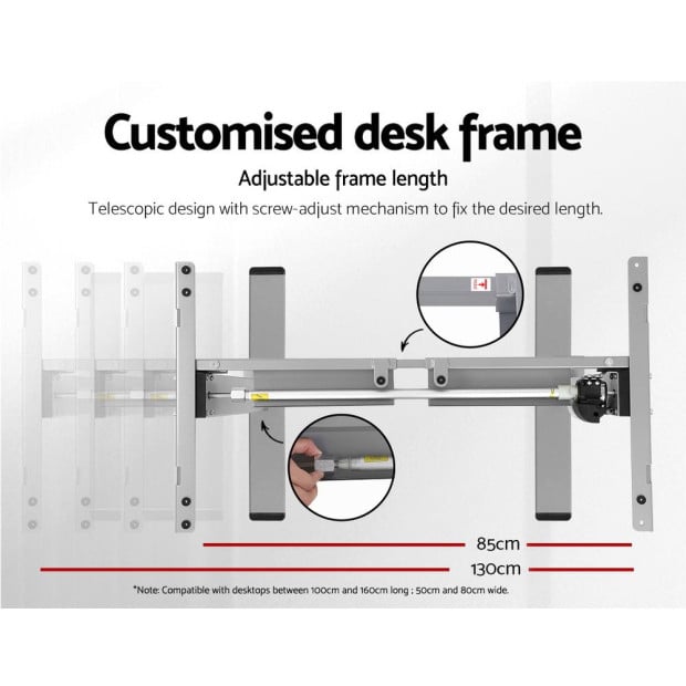 Motorised Height Adjustable Standing Desk Sit Stand Frame Only Grey Image 6