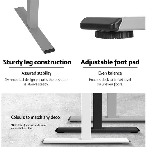 Motorised Height Adjustable Standing Desk Sit Stand Frame Only Grey Image 7