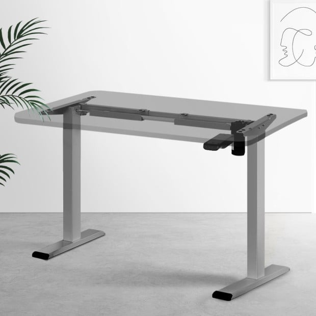 Motorised Height Adjustable Standing Desk Sit Stand Frame Only Grey Image 8