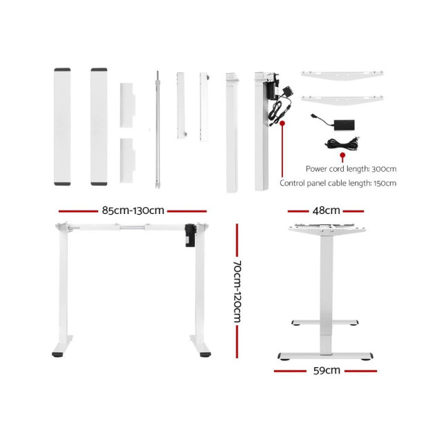 Motorised Height AdjustableStanding Desk Sit Stand Frame Only White Image 2